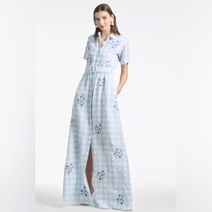 Sachin & Babi Women's Kathryn Embroidered Maxi Shirtdress - Blue Gingham -Size 4